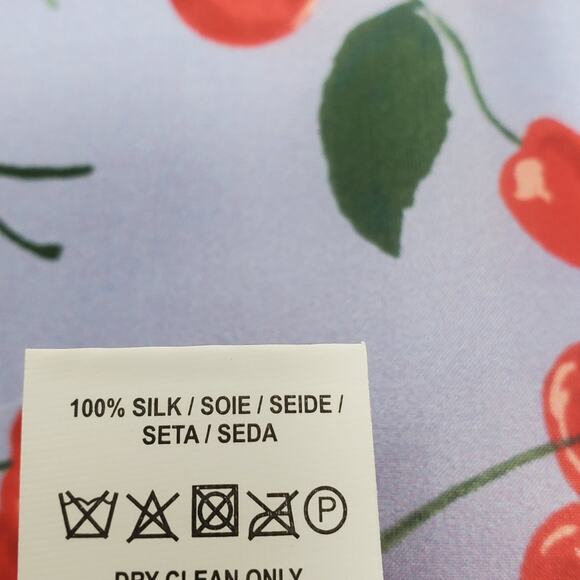 Anthropologie Maeve Cherry print 100% Silk scarf Square 35" New with tags - Picture 4 of 9